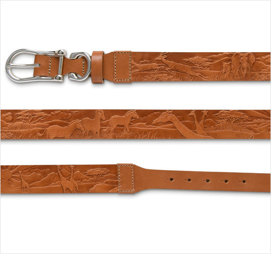 Men's African Scenic Embossed Leather Belt - avedoncolbystore.com